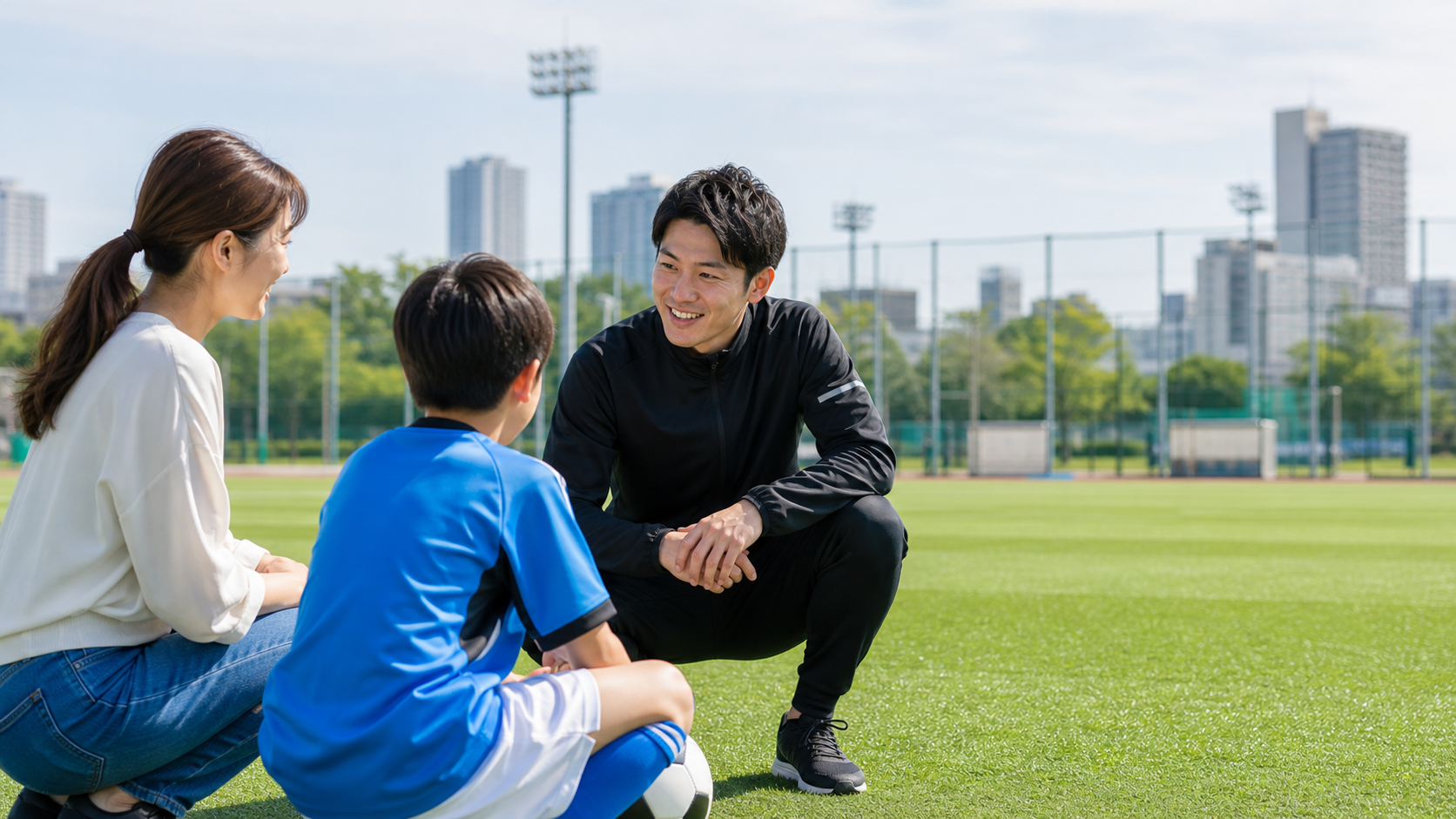 保護者とコーチのサッカー個人レッスン相談